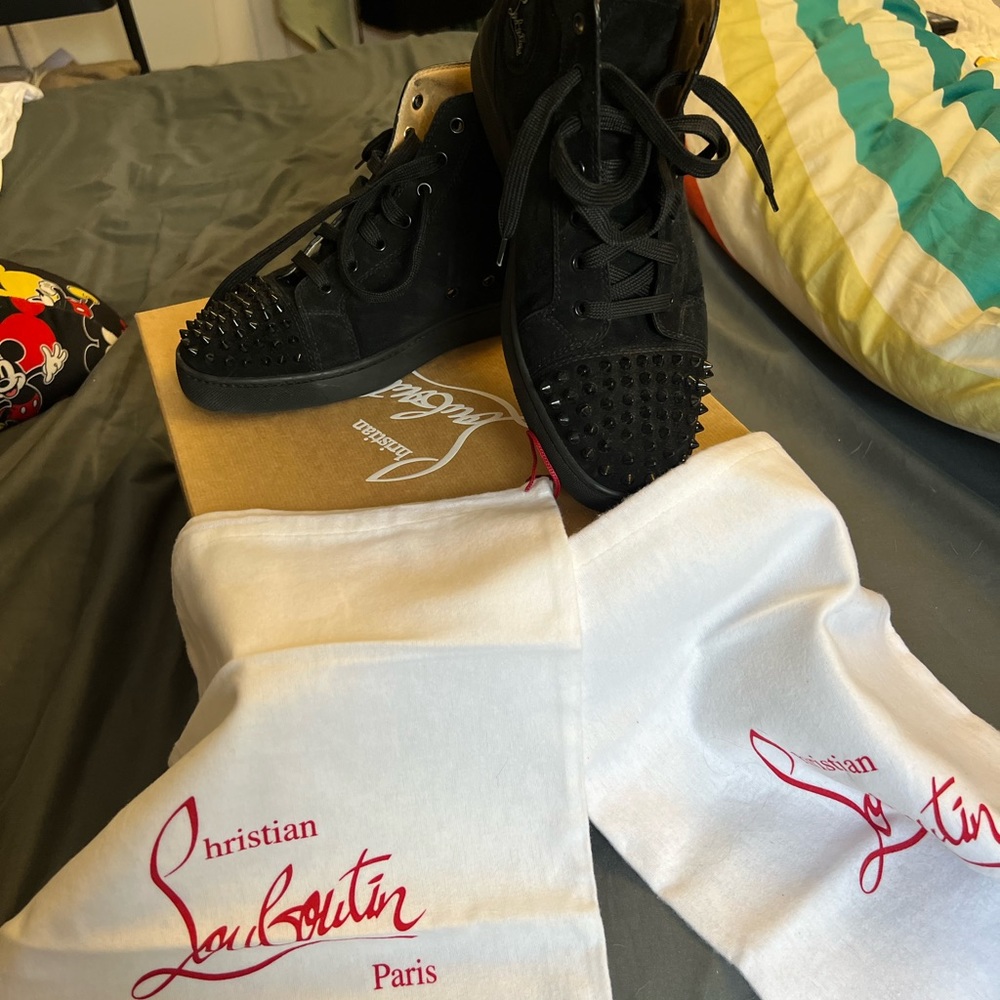 AUTHENTIC Christian Louboutin -Lou Spikes Flat Suede